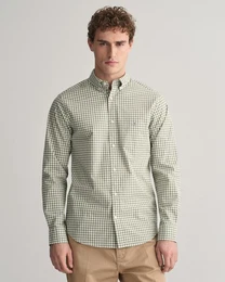 Langarmhemd REG POPLIN GINGHAM SHIRT mit Logostickerei auf der Brust