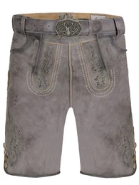 Trachtenlederhose Trachtenlederhose kurz Matthias grau (2-tlg) inkl. Grtel