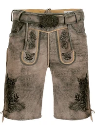 Trachtenlederhose Trachtenlederhose kurz Erwin grau (2-tlg) inkl. Grtel