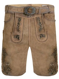 Trachtenlederhose Trachtenlederhose kurz Bregenz braun-tanne (2-tlg) inkl. Grtel
