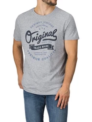 DENIMFY T-Shirt Herren Printshirt DFNuri Regular Fit Grau/Dunkelgrau