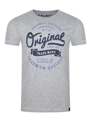 DENIMFY T-Shirt Herren Printshirt DFNuri Regular Fit Grau/Dunkelgrau