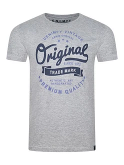 DENIMFY T-Shirt Herren Printshirt DFNuri Regular Fit Grau/Dunkelgrau
