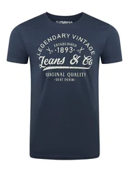 riverso Herren T-Shirt RIVLeon Rundhals O-Neck Kurzarm Tee Shirt Regular Fit Dunkelblau/Blau