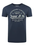 riverso Herren T-Shirt RIVLeon Rundhals O-Neck Kurzarm Tee Shirt Regular Fit Dunkelblau/Blau
