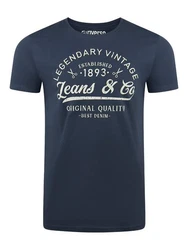 riverso Herren T-Shirt RIVLeon Rundhals O-Neck Kurzarm Tee Shirt Regular Fit Dunkelblau/Blau