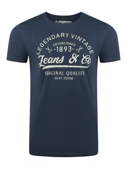 riverso Herren T-Shirt RIVLeon Rundhals O-Neck Kurzarm Tee Shirt Regular Fit Dunkelblau/Blau