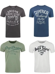 T-Shirt Herren Printshirt RIVLeon Regular Fit (4-tlg) Kurzarm Tee Shirt mit Rundhalsausschnitt aus 100% Baumwolle