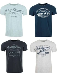 riverso Herren T-Shirt RIVLeon Regular Fit Kurzarm Print Tee Shirt Dunkelblau/Blau/Hellblau/Grau