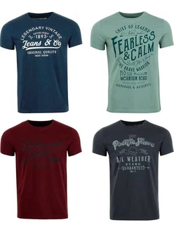riverso Herren T-Shirt RIVLeon Regular Fit Kurzarm Print Tee Shirt Dunkelgrün/Dunkelblau/Türkis/Lila