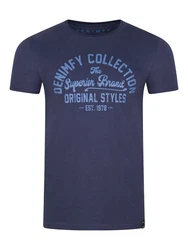 DENIMFY T-Shirt Herren Printshirt DFNuri Regular Fit Dunkelblau