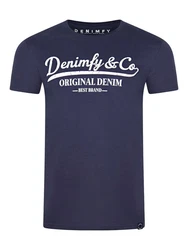 DENIMFY T-Shirt Herren Printshirt DFNuri Regular Fit Dunkelblau