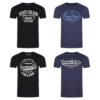 DENIMFY T-Shirt Herren Printshirt DFNuri Regular Fit Dunkelblau