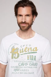 CAMP DAVID T-Shirt mit Front- und Backprint Creme/Grün/Weiß