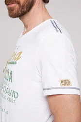 CAMP DAVID T-Shirt mit Front- und Backprint Creme/Grün/Weiß