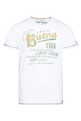 CAMP DAVID T-Shirt mit Front- und Backprint Creme/Grün/Weiß