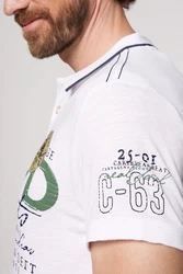 CAMP DAVID Poloshirt mit Front- und Backprint Grau/Beige/Rot/Creme/Braun