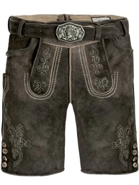 Trachtenlederhose Trachtenlederhose kurz Balthasar dunkelbraun (2-tlg) inkl. Grtel