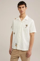 WE Fashion Businesshemd Beige/Weiß/Blau/Creme
