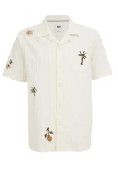 WE Fashion Businesshemd Beige/Weiß/Blau/Creme
