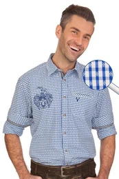 KRGER BUAM Trachtenhemd Trachtenhemd - FLORIAN - blau