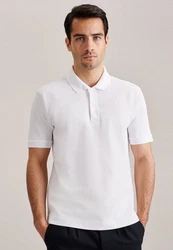 seidensticker Poloshirt Regular Polo Uni Weiß/Creme/Grau