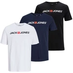 Jack & Jones T-Shirt JJECORP LOGO 3er PACK Schwarz/Dunkelblau/Mischfarben/Hellblau/Blau