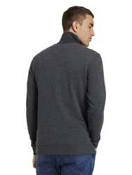 TOM TAILOR Sweatjacke Sweatshirt mit Stehkragen Dunkelgrau/Hellgrau/Grau/Dunkelblau