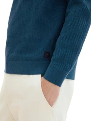 TOM TAILOR Strickpullover mit Logo-Badge Weiß/Creme/Hellblau/Grün/Khaki
