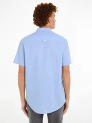 Tommy Jeans Kurzarmhemd TJM REG LINEN BLEND SS SHIRT mit Logostickerei Hellblau/Blau