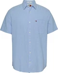 Tommy Jeans Kurzarmhemd TJM REG LINEN BLEND SS SHIRT mit Logostickerei Hellblau/Blau