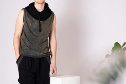 PANASIAM T-Shirt Urban Tanktop Hooded T-Shirt Schwarz/Rot/Dunkelgrau/Dunkelgrün/Braun/Gelb/Khaki