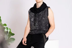 PANASIAM T-Shirt Urban Tanktop Hooded T-Shirt Dunkelgrau/Schwarz/Rot/Grau