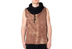 PANASIAM T-Shirt Urban Tanktop Hooded T-Shirt Braun/Rot