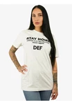 DEF Kurzarmshirt Stay Home T-Shirt Braun/Dunkelblau/Weiß/Gelb