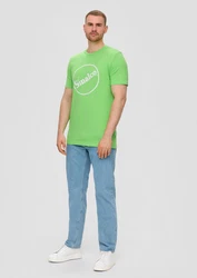 s.Oliver T-Shirt aus Baumwoll-Jersey mit Sinalco-Print Artwork Grün/Neonfarben
