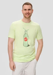 s.Oliver T-Shirt aus Baumwoll-Jersey mit Sinalco-Print Artwork Orange/Hellgrün/Grün