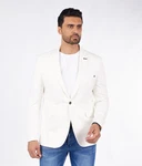 Denim Distriqt Jerseysakko Sportlich Jersey Sakko mit Stretch Weiß
