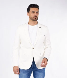 Denim Distriqt Jerseysakko Sportlich Jersey Sakko mit Stretch Weiß