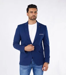 Jerseysakko Sportliches Jersey Sakko mit Stretch Blau 46