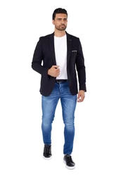 Denim Distriqt Jerseysakko Sportlich Jersey Sakko mit Stretch Schwarz (60)