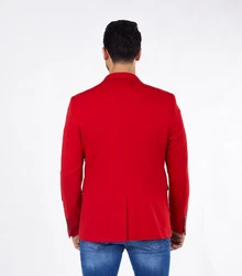 Denim Distriqt Jerseysakko Sportlich Jersey Sakko mit Stretch Rot (46)