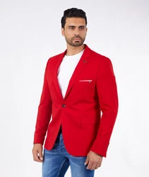 Denim Distriqt Jerseysakko Sportlich Jersey Sakko mit Stretch Rot (46)