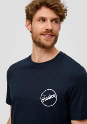 s.Oliver Kurzarmshirt Crew Neck Sinalco-Print Dunkelblau/Blau