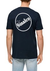 s.Oliver Kurzarmshirt Crew Neck Sinalco-Print Dunkelblau/Blau
