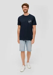 s.Oliver Kurzarmshirt Crew Neck Sinalco-Print Dunkelblau/Blau