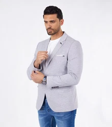 Denim Distriqt Jerseysakko Sportlich Jersey Sakko mit Stretch Grau