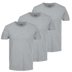 Jack & Jones T-Shirt BASIC 3er Pack Grau/Hellgrau