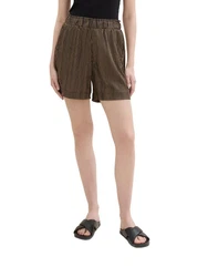 TOM TAILOR Denim Bermudas Easy Structured Shorts Khaki/Dunkelbraun/Beige