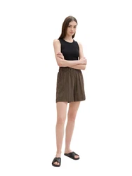 TOM TAILOR Denim Bermudas Easy Structured Shorts Khaki/Dunkelbraun/Beige